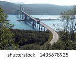 Northern Norway - Tjeldsund bridge, 
which crosses the Tjeldsundet strait between the mainland and the island of Hinnøya. During bicycle trip in the direction of Lofoten.