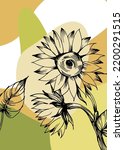 Set Of Abstract Sunflower Hand...