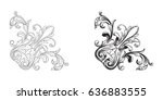 baroque vector set of vintage... | Shutterstock .eps vector #636883555
