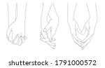 holding hands  outline drawing  ... | Shutterstock .eps vector #1791000572