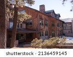 Small photo of LOS ALAMOS, NEW MEXICO - DECEMBER 13, 2013: The rusitc Fuller Lodge, of Los Alamos Ranch School, at the Los Alamos Historical Museum.