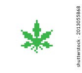 Pixel Cannabis Leaves Logo Icon.