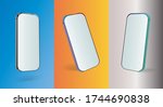 three mobile phone layouts  in... | Shutterstock .eps vector #1744690838