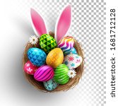 easter eggs and easter bunny... | Shutterstock .eps vector #1681712128