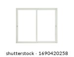 Small photo of Modern wide sliding door on white background, sliding glass door.