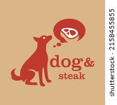red dog imagining eating steak  ... | Shutterstock .eps vector #2158455855