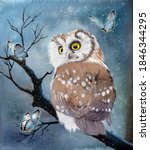  Watercolor Picture Of An Owl...