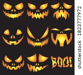 vector spooky glowing face... | Shutterstock .eps vector #1823777972