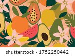 mix of fruits colorful... | Shutterstock .eps vector #1752250442