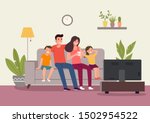 mother and father with children ... | Shutterstock .eps vector #1502954522