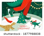 christmas card with dinosaurs... | Shutterstock .eps vector #1877988838