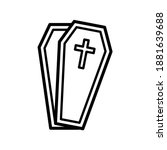 Coffin Line Icon Vector...