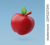 3d vector red apple  education  ...