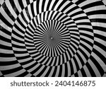 Small photo of Spiral optical illusion with black and white stripes. Circles within a circle.