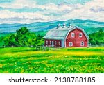 American Farm. Green Fields And ...