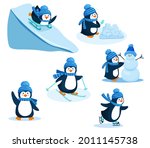 Activity In Winter. Penguin...