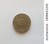 Small photo of Bosnia and Herzegovina - April 27, 2020: Back of one dinar coin, rsd symbol, currency of the Republic of Serbia, issued in 2003.