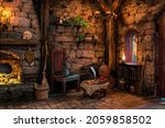 Fantasy Witch Cottage Interior  ...