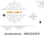 halloween spiders web and... | Shutterstock .eps vector #489203395