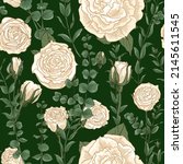 roses pattern flowers white... | Shutterstock .eps vector #2145611545