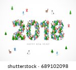 large group of santa clauses ... | Shutterstock . vector #689102098