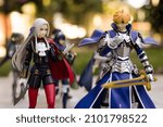 Small photo of Santo Domingo, Dominican Republic - November 28, 2021- A photo sequence of varios anime and video games characters such as Corrin, Lucina , Edelgard , Link, Naofumi and King Arthur