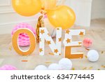one year party decorations.... | Shutterstock . vector #634774445