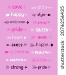 hand drawn colorful girls words ... | Shutterstock .eps vector #2076256435