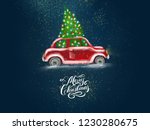 watercolor christmas red retro... | Shutterstock . vector #1230280675