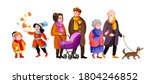 big family walking at autumn... | Shutterstock .eps vector #1804246852