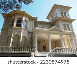 Small photo of Izmir-Turkey - 23-02-2021 Forbes Mansion is the mansion in the garden of Buca State Hospital. It was built in 1908 by the Levantine Forbes Family. A popular place for photo shoots among young people.
