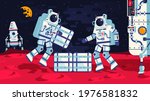 astronauts on mars surface... | Shutterstock .eps vector #1976581832