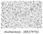 summer beach hand drawn vector... | Shutterstock .eps vector #285279752