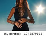 beautiful young stylish woman outdoor portrait at sunset