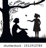 Mother And Daughter Silhouette  ...