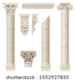 Classic antique marble columns in vector graphics and in different styles