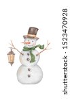 Snowman With Vintage Lamp And...