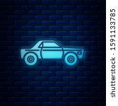 glowing neon sedan car icon... | Shutterstock . vector #1591133785
