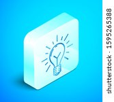 isometric line light bulb with... | Shutterstock . vector #1595265388