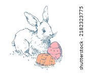 Hand Drawn Vector Easter Bunny...