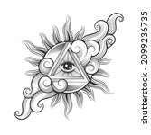 tattoo of all seeing eye... | Shutterstock .eps vector #2099236735