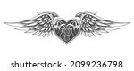 monochrome tattoo of winged... | Shutterstock .eps vector #2099236798