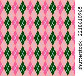 Seamless Pink And Green Argyle...