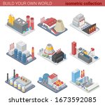 isometric factories plants flat ... | Shutterstock .eps vector #1673592085