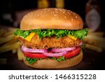 Small photo of chicken american hamburger with anion