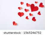 Red Paper Hearts  Isolated On...