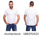 White polo shirt on a young man template on white background