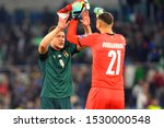 Small photo of Roma, Italy, October 12 2019 gianluigi donnarumma , italia, and andre bellotti , italia, during Italian Football Team