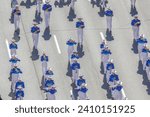 Small photo of Calgary, Alberta, Canada. Jul 12, 2023. A marching band during the Calgary Stampede parade celebrated on the first day of the festival.