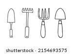 garden tools icons set. doodle... | Shutterstock .eps vector #2154693575